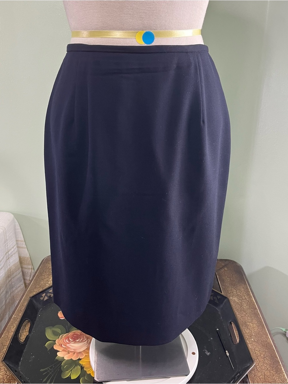 Ralph Lauren Dark Navy Pencil Skirt 100% Worsted Wool Size 8P